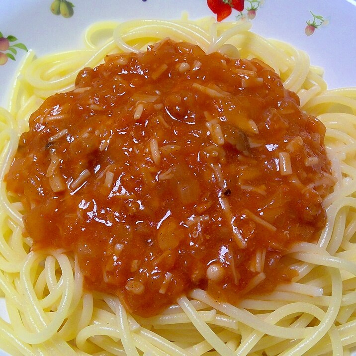 ミートソース缶で簡単!ミートきのこスパゲッティ!